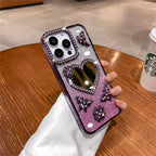 For iPhone 16 Pro Max Luxury Flash Glitter Butterfly Love Mirror Plating Frame Phone Case For iPhone 13 14 15 Plus 17 Air Cover