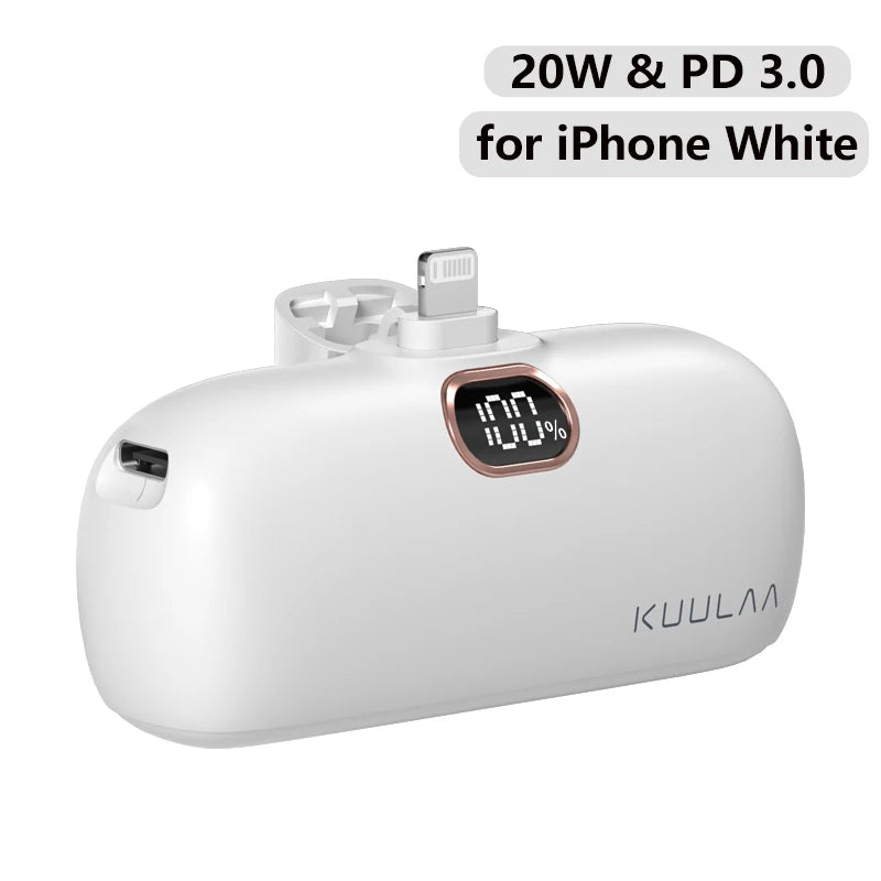 KUULAA Mini Power Bank 5000mAh PowerBank QC PD Fast Charging For iPhone 15 14 13 Batterie Externe Portable Charger For Xiaomi Mi Car Mobile World