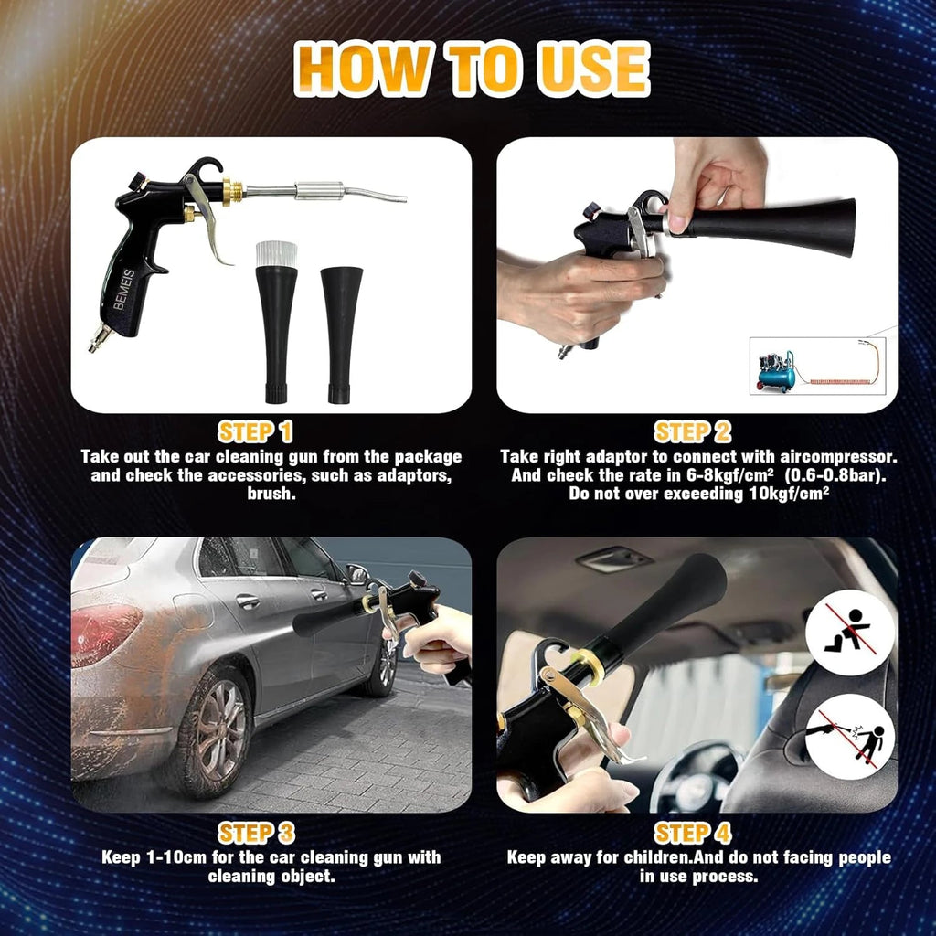 Portable High Quality Japanese Stainless Bearring Tube Dry Wash Tornado Blowing Gun Tornador Gun with Air Regulation CM World