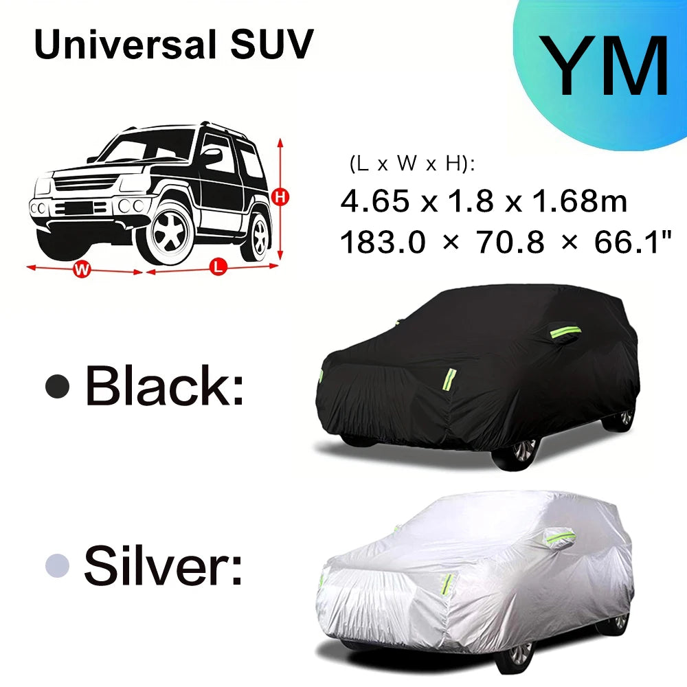 Car Cover Outdoor Protection Exterior Sun Snow UV Covers SUV Sedan Auto Sunshade Dustproof Waterproof Black Silver Car Mobile World