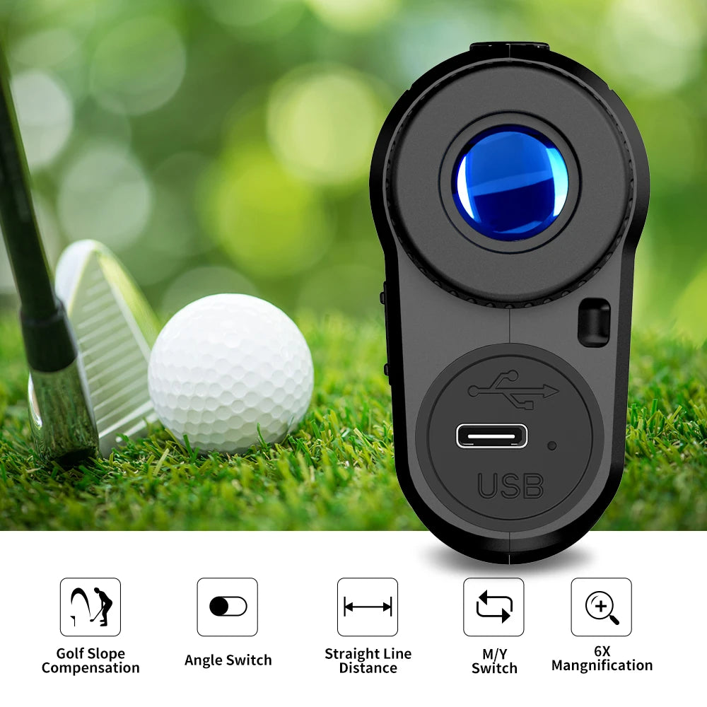 REVASRI Golf Rangefinder Rechargeable Distance Meter with Slope Switch and Flag Lock Vibration for Golfing Promotion and Hunting CM World