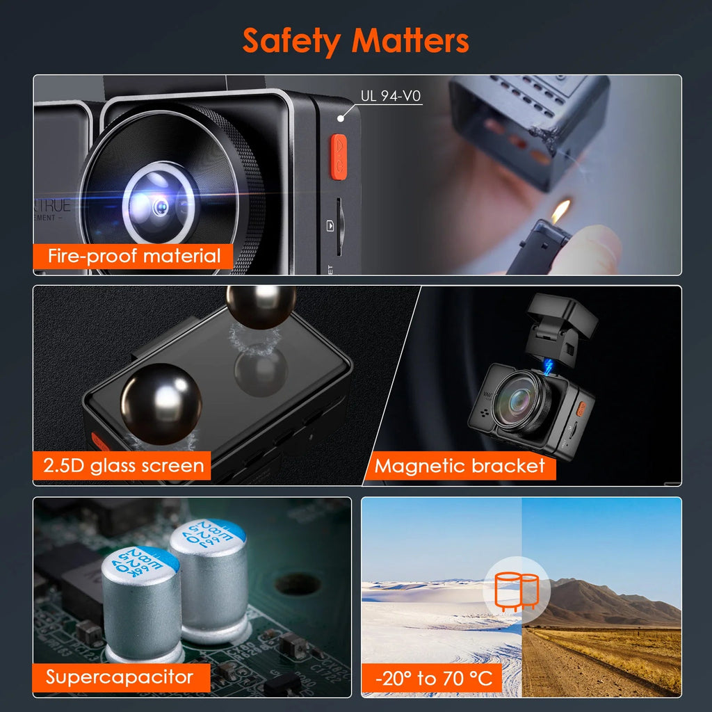 Vantrue E2 Dashcam Front and Rear 2.7K + 2.7K Dual Dash Camera Voice Control WiFi GPS Night Vision 2.0 24H Parking Mode Car Mobile World