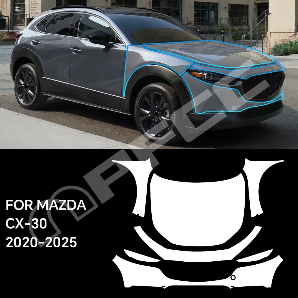 For Mazda CX-30 2020-2025 Clear Paint Protection Vinyl Film Precut Full Car Anti-Scratch UV Protection Invisible Car Wrap Film Car Mobile World