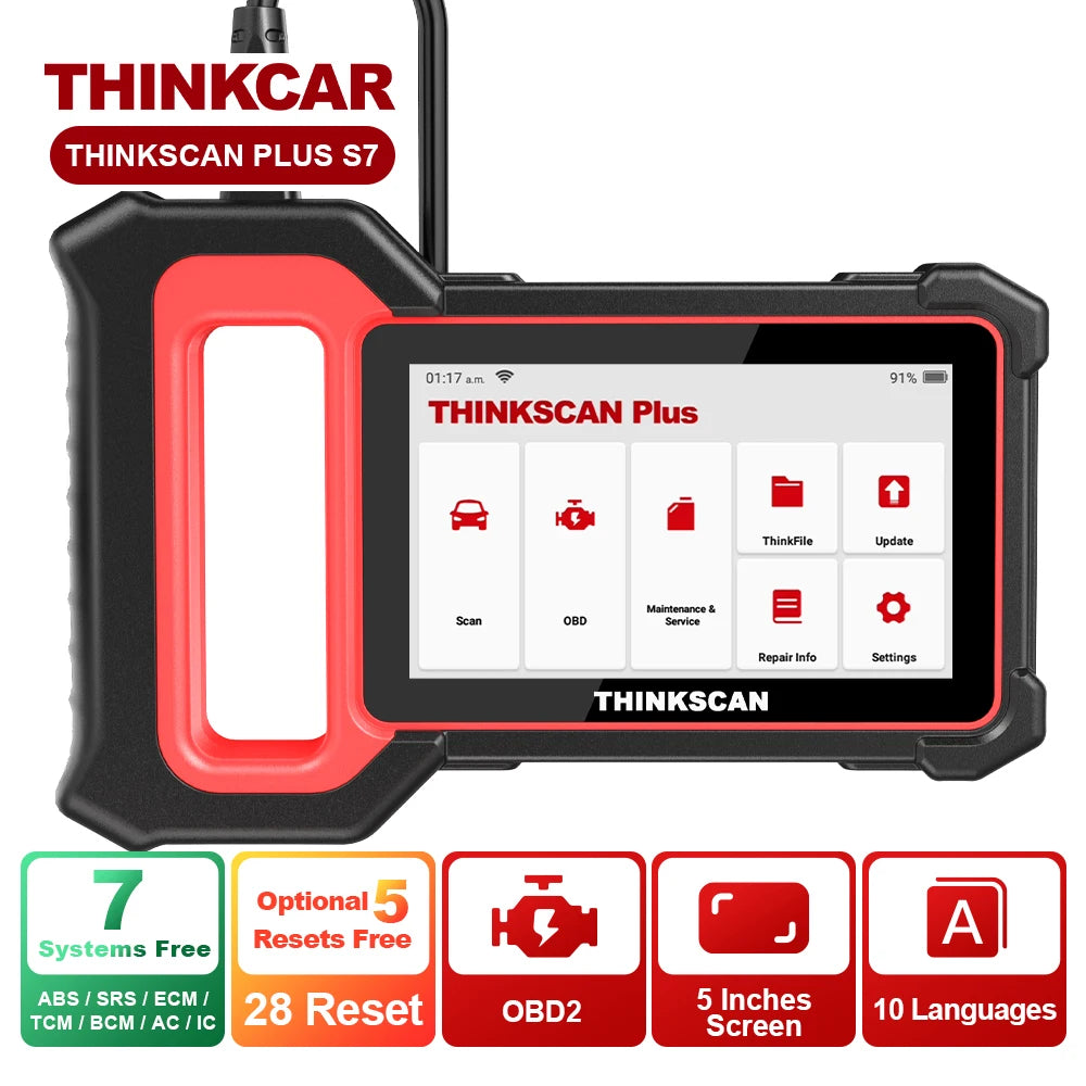 THINKSCAN PLUS S4/S6/S7 OBD2 Car Diagnostic Tools Multi System Scan ABS SRS ECM TCM BCM IC AC Reset Code Reader Auto Scanner CM World