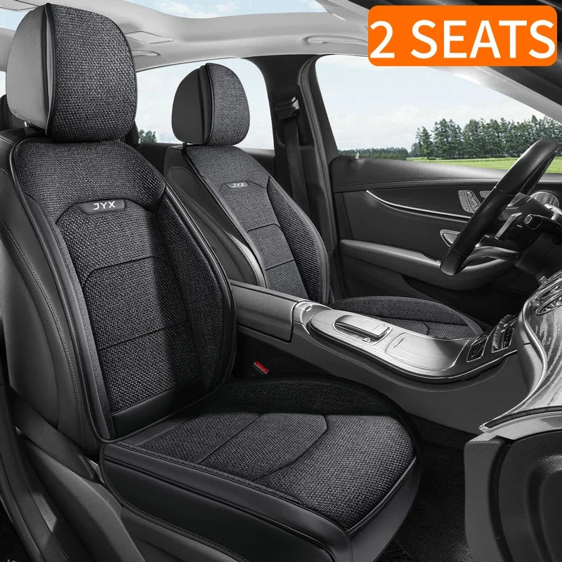 Front Row 2-Piece Luxury Linen Car Seat Covers, Comfortable and Breathable for All Seasons, Easy to Clean, Suitable for Sedans, SUVs, and Trucks