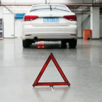 Foldable Car Warning Triangle - 30cm Reflective Emergency Tripod w/Anti-Slip Base & Storage Box, for Roadside Breakdown