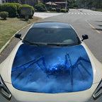 Blue Fluorescent Spider Car Vinyl Wrap - PVC Material,Durable And Stylish Bonnet Decal For Cars, Trucks, And SUVs,Car Stickers F