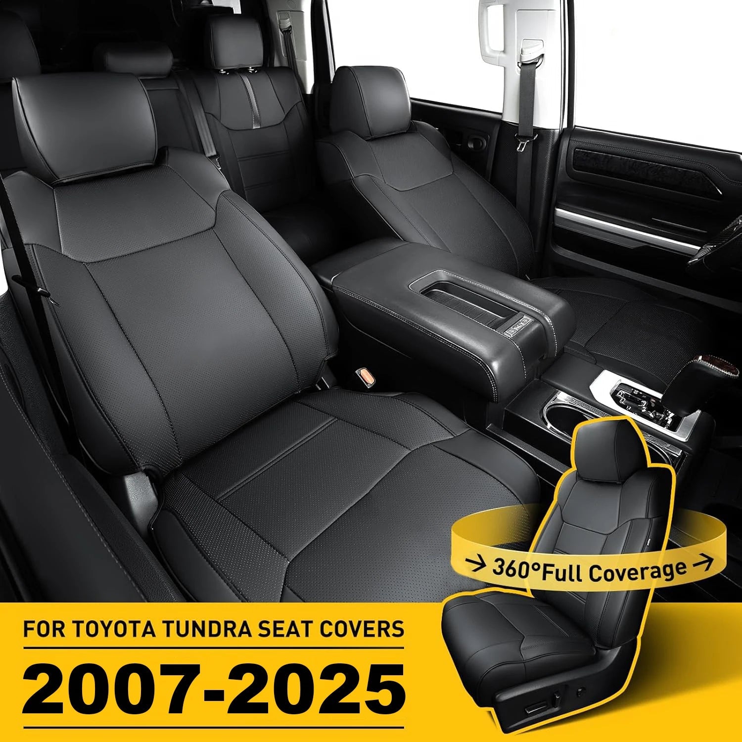 For 2007-2025 Toyota Tundra Crew Max Double Cab Hybrid Custom Fit Car Accessories Seat Covers 5 Seats Top Quality Leather CM World