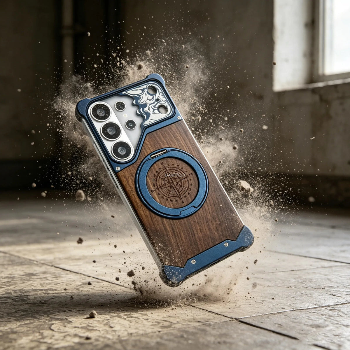 Aluminum Metal Frame Wood Back Case For Samsung Galaxy S26 Ultra S25 S24 S23 S22 Ultra 360° Magnetic Holder Wireless Charging