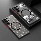 For Samsung Galaxy A57 A37 A17 A55 A54 A56 A25 S25 S26 Edge S24 S23 S22 Ultra Plus S25 FE Flower Case Magnetic For Magsafe Cover Car Mobile World