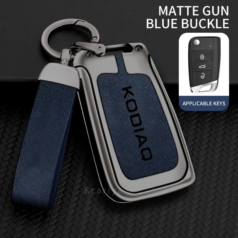 Zinc Alloy Car Remote Control Key Case Cover Holder Shell Fob for Skoda Kodiaq Protection Key Chain Buckle Keyless Accessories CM World