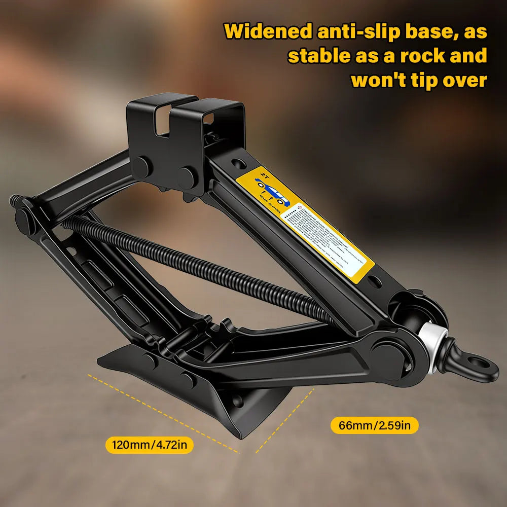 1.5T/2T Car Scissor Jack Auto Emergency Crank Lift Stand Labor-Saving Repair & Tire Replacement Tool with Wrench for SUV Vehicle