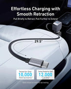 Anker USB-C Car Charger with Built-in Retractable USB-C Cable 75W Max Ultra-Compact Type-C Fast Car Charger for iPhone Series Car Mobile World