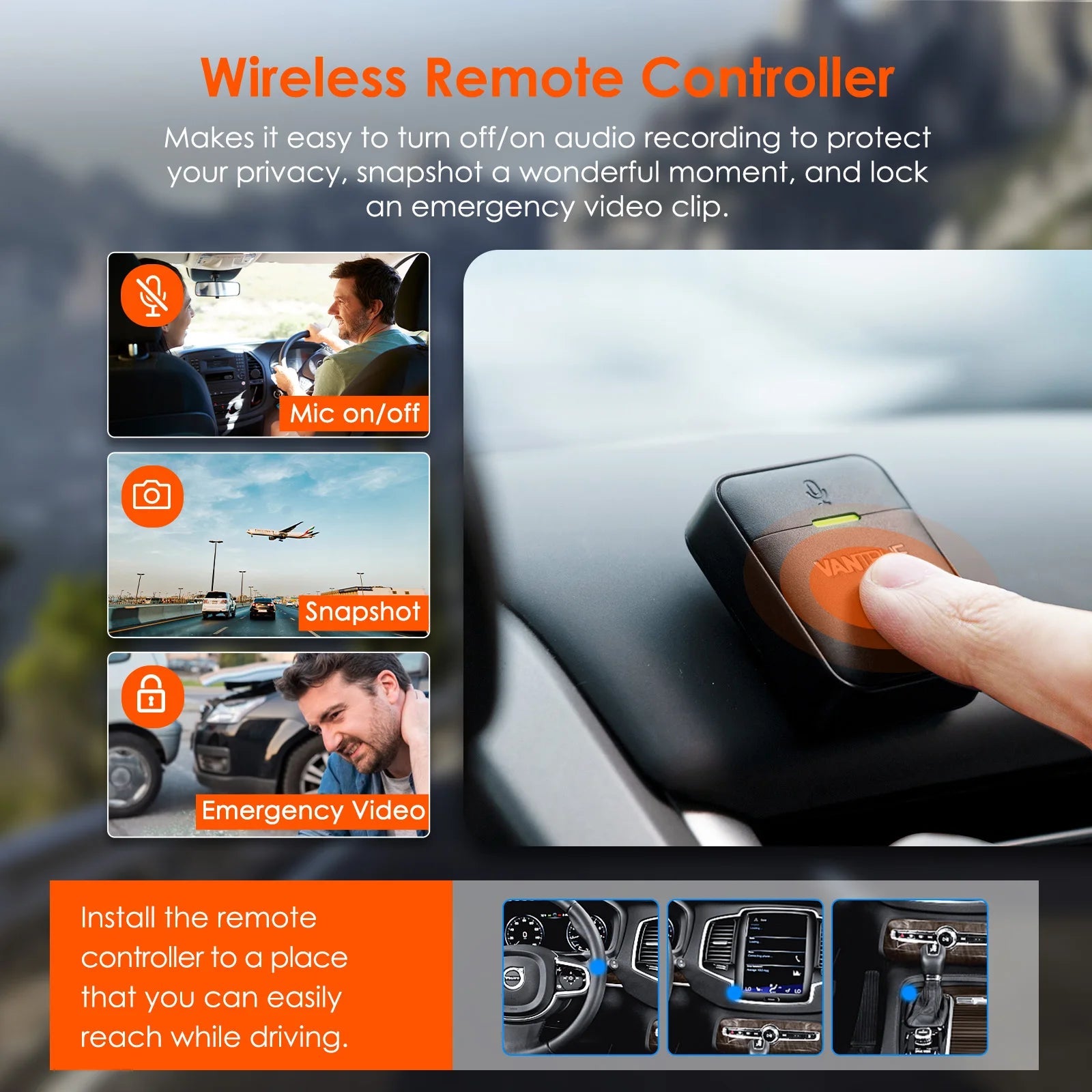 Vantrue E2 Dashcam Front and Rear 2.7K + 2.7K Dual Dash Camera Voice Control WiFi GPS Night Vision 2.0 24H Parking Mode Car Mobile World