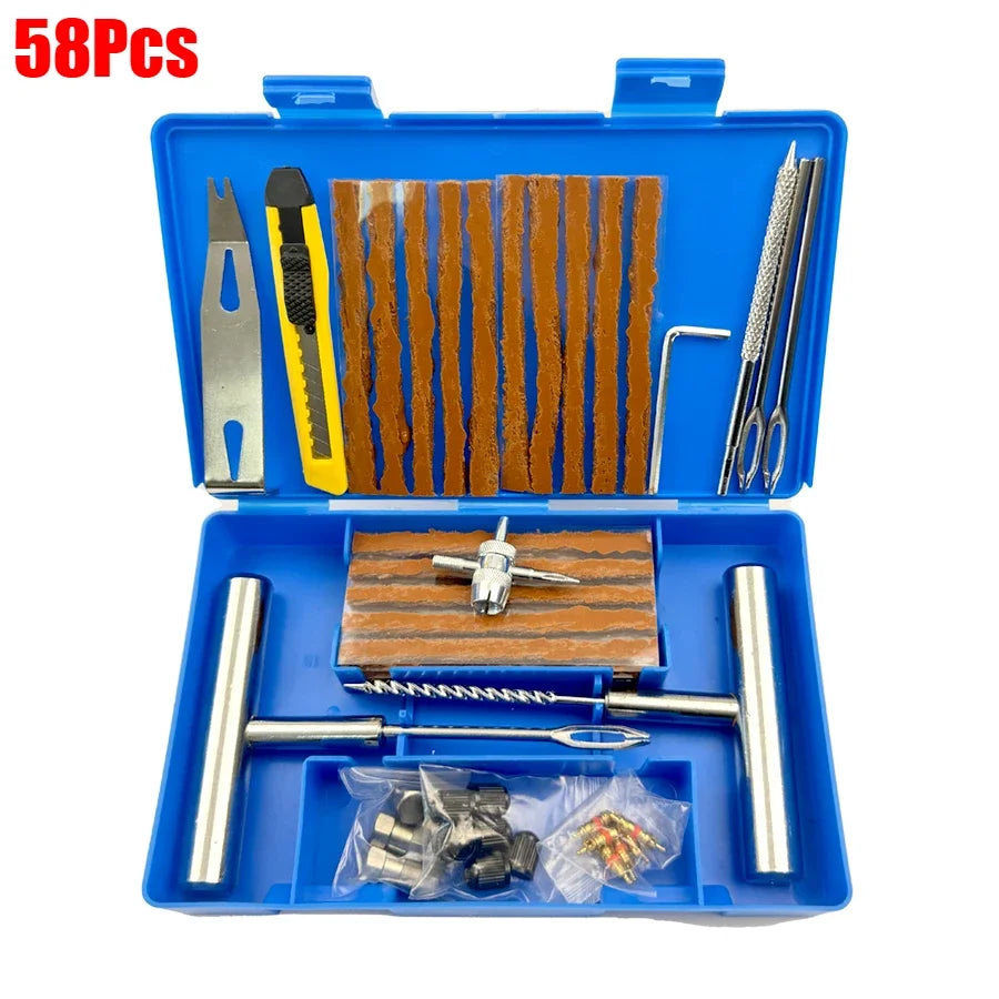 Auto Tire Repair Set Puncture Repair Tools Car Van Motorcycle Bike Emergency Heavy Duty Tubeless Tire Repair Rivet Set