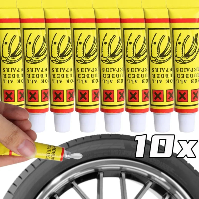 10-1pcs Car Motorcycle Bicycle Tire Repairing Glue Inner Tube Puncture Repair Glue Agent Emergency Portable Tyre Vulcanized Glue CM World