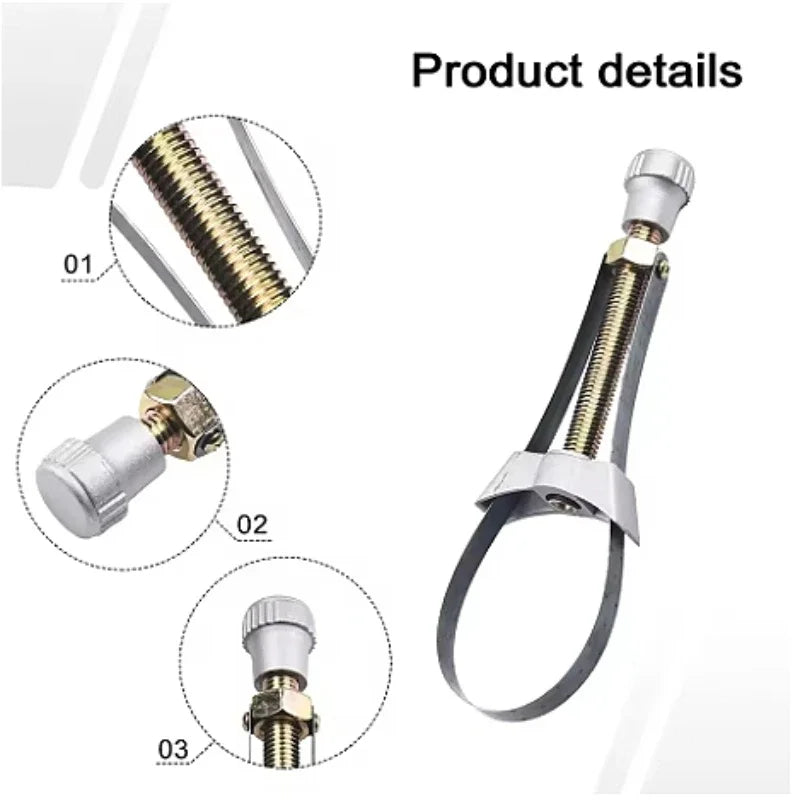 Adjustable Oil Filter Removal Wrench Universal Strap Type Tool for Car Truck Engine Filter Repair