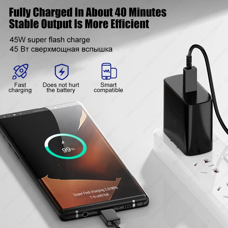 PD 45W USB C Charger Super Fast Charging Adapter For Samsung Galaxy S24 S23 S22 S25 Ultra A55 A16 A56 Phone Charger Type C Cable Car Mobile World