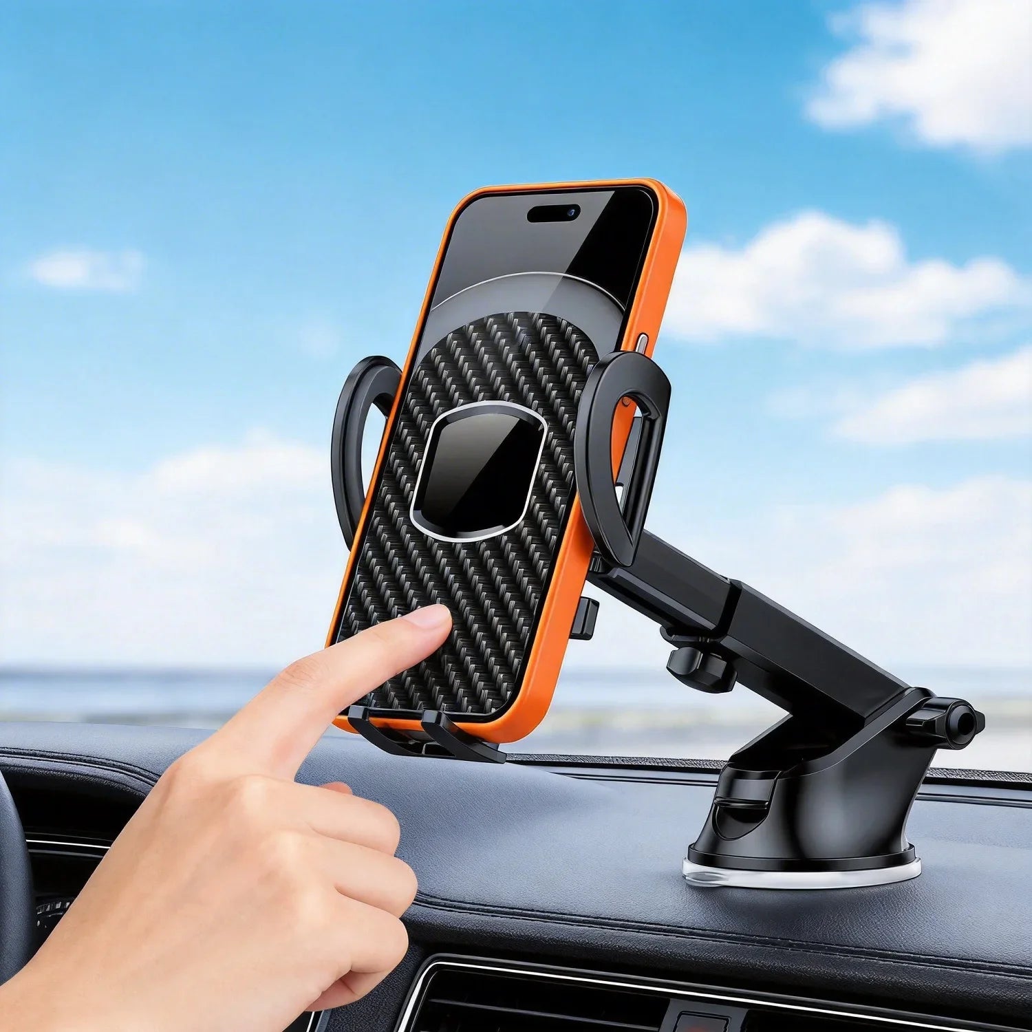Car Phone Holder Mount for Dashboard/Windshield/Air Vent 360°Rotation Adjustable Clip Compatibility Fit for All 4-7" Smartphone CM World