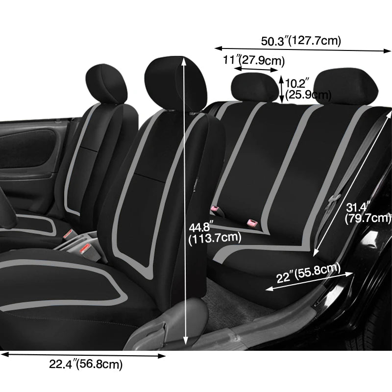 Full Set Car Seat Cover Fabric Universal Polyester Breathable Washable Suitable For Car Truck Van Suv Car Accessories Interior CM World