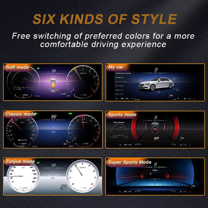STWEI 2024 New Lcd Digital Dashboard Cluster Digital Speedometer For Mercedes Benz A Class W176 GLA CLA  C117 GLC W205 W212 W207 CM World