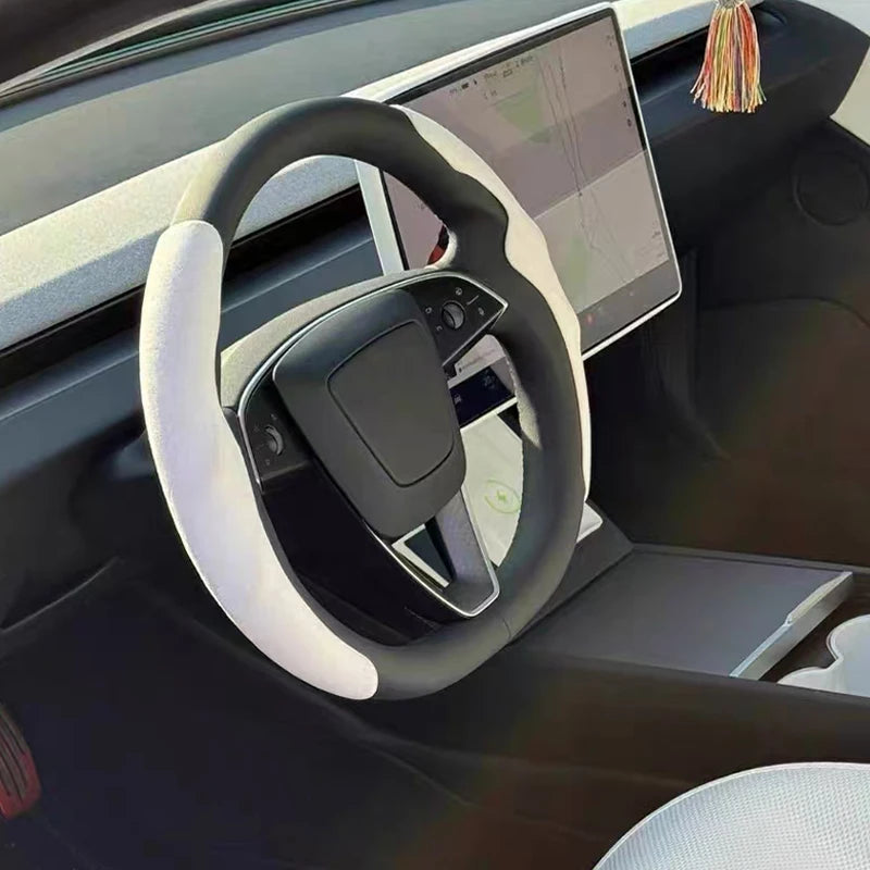 Suede Steering Wheel Cover For Tesla Model YL 2026 /3/Y Sport Steering Wheel Cover Steering Wheel Protector Interior Accessories