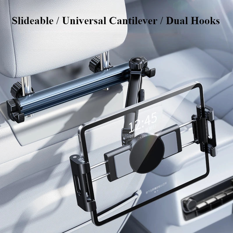 Hipacool Telescopic Car Phone Holder Tablet Seat Back Stand Headrest Adjustable Magneitc Car Tablet Bracket for Device 5.6-11.8“ CM World