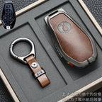 Car Key Case Cover for Denza N9 Smart Remote Key Protector Leather Car Key Case Cover Keychain Zinc Alloy Interior Accessories CM World