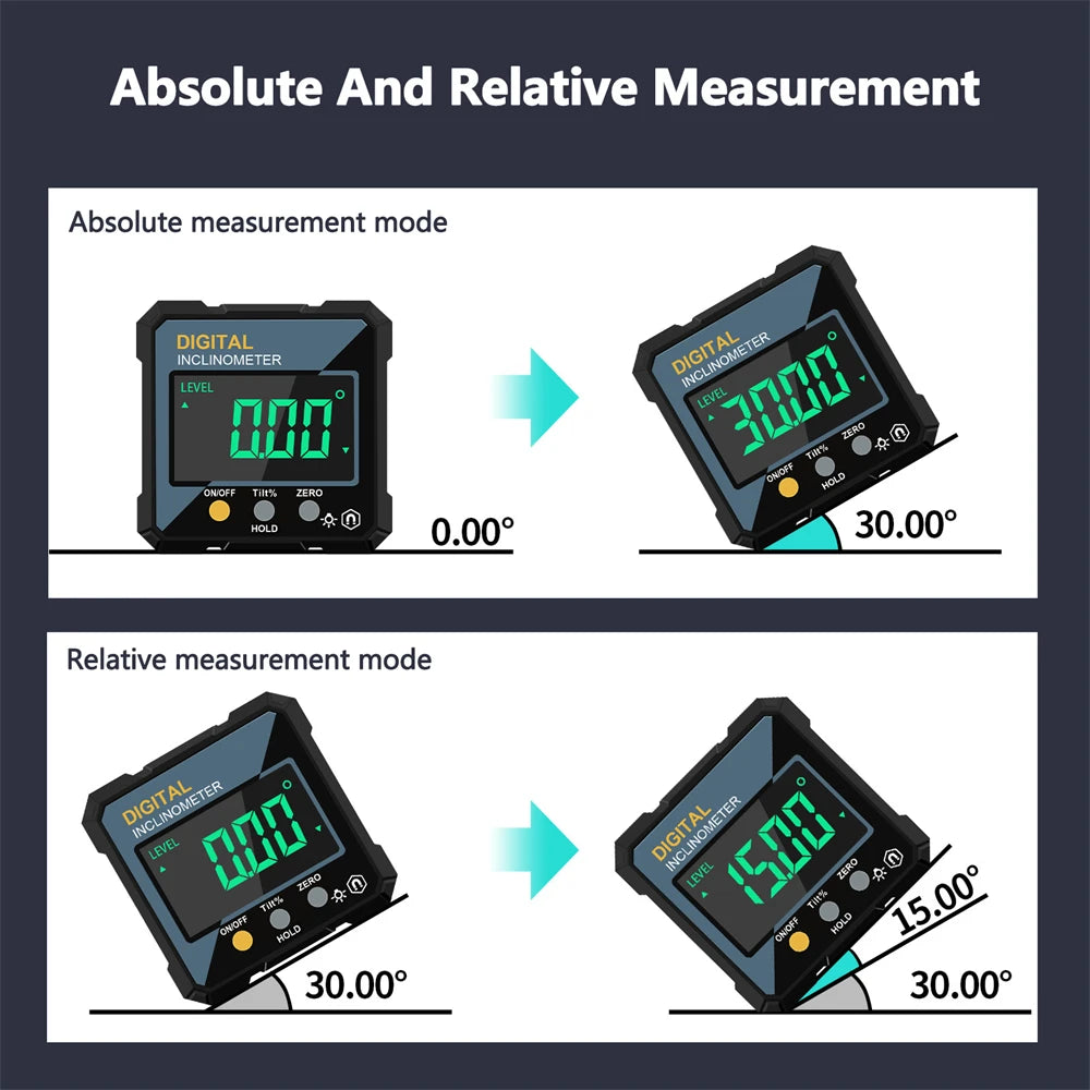Woodworking Tools 4-sided Magnetic Dual Laser Inclinometer Digital Angle Measuring Instrument with Tilt Measurement Laser Level CM World
