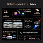 70mai Dash Cam 4K A810S HDR IMX678 Supercapacitor 4G LTE Remote Control Wi-Fi 6 Voice Control GPS ADAS Car Camera 70mai A810S Car Mobile World