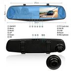 4.5 Inch Mirror Screen Car Dash Cam 1080P Front & Optional Rear Camera Dual Channel DVR Recorder with Auto Mode