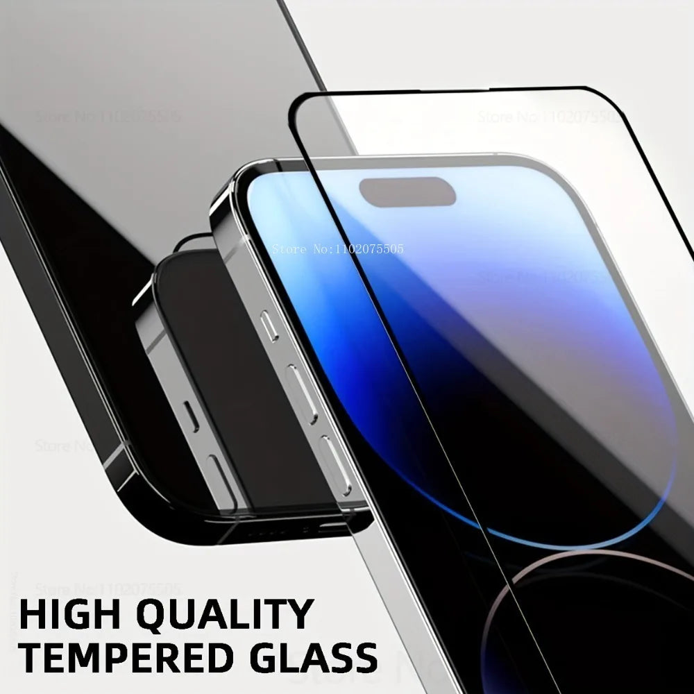 5Pcs 9H Tempered Glass for IPhone 16 Promax 14 Plus 15 Promax 11 12 13Mini 7 8 Screen Protector 17 Promax 15 Plus 16E Black Edge Car Mobile World