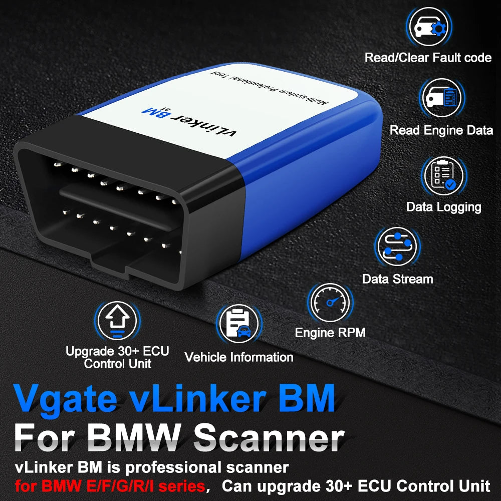 Vgate vLinker BM ELM327 For BMW Scanner Wifi Bluetooth 4.0 OBD2 OBD 2 Car Diagnostic Auto Scan Tool Bimmercode ELM 327 V1.5 V1 5 Car Mobile World