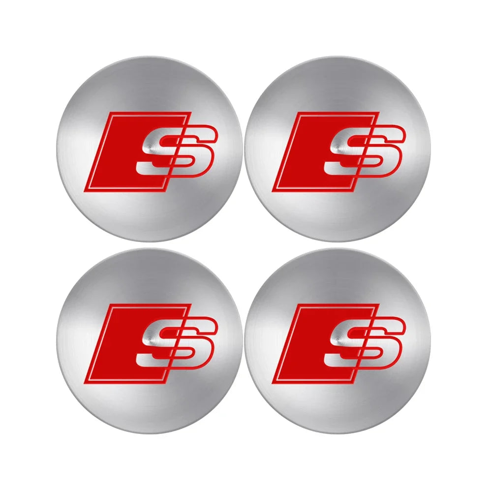 4pcs Set of Wheel Center Caps Stickers Car Hub Covers for Audi S RS A3 A4 B8 A6 A5 Q5 A7 - Multiple Sizes 56/60/63/65/68mm CM World