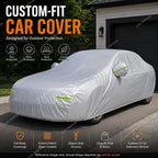 For Kia Picanto Custom Fit Full Car Cover Silver-Coated Oxford Fabric Side Zipper Access Heat Reflective UV Protection Summer