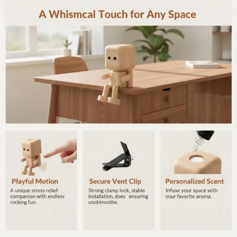 Solid Wooden Car Air Freshener Movable Vintage Figurine Mild Long Lasting Scent Car Interior Decor for Classic Car Enthusiasts