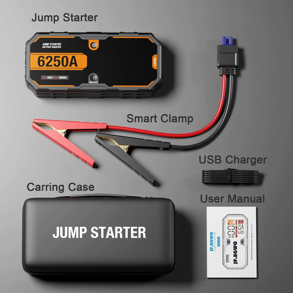 Car 6250A Portable 12V  Jump Starter Power Bank 12V Auto Battery Charger Booster Starting Device For 10.0L GAS/6.5L DIESEL CM World