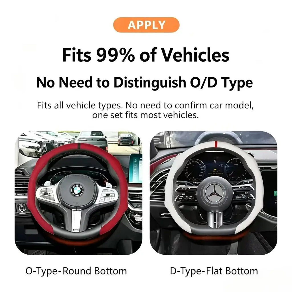 Car Steering Wheel Cover Nappa Leathe Universal 38CM 15 Inch Non-Slip Breathable Sweat-Absorbent Sport Steering Wheel Cover