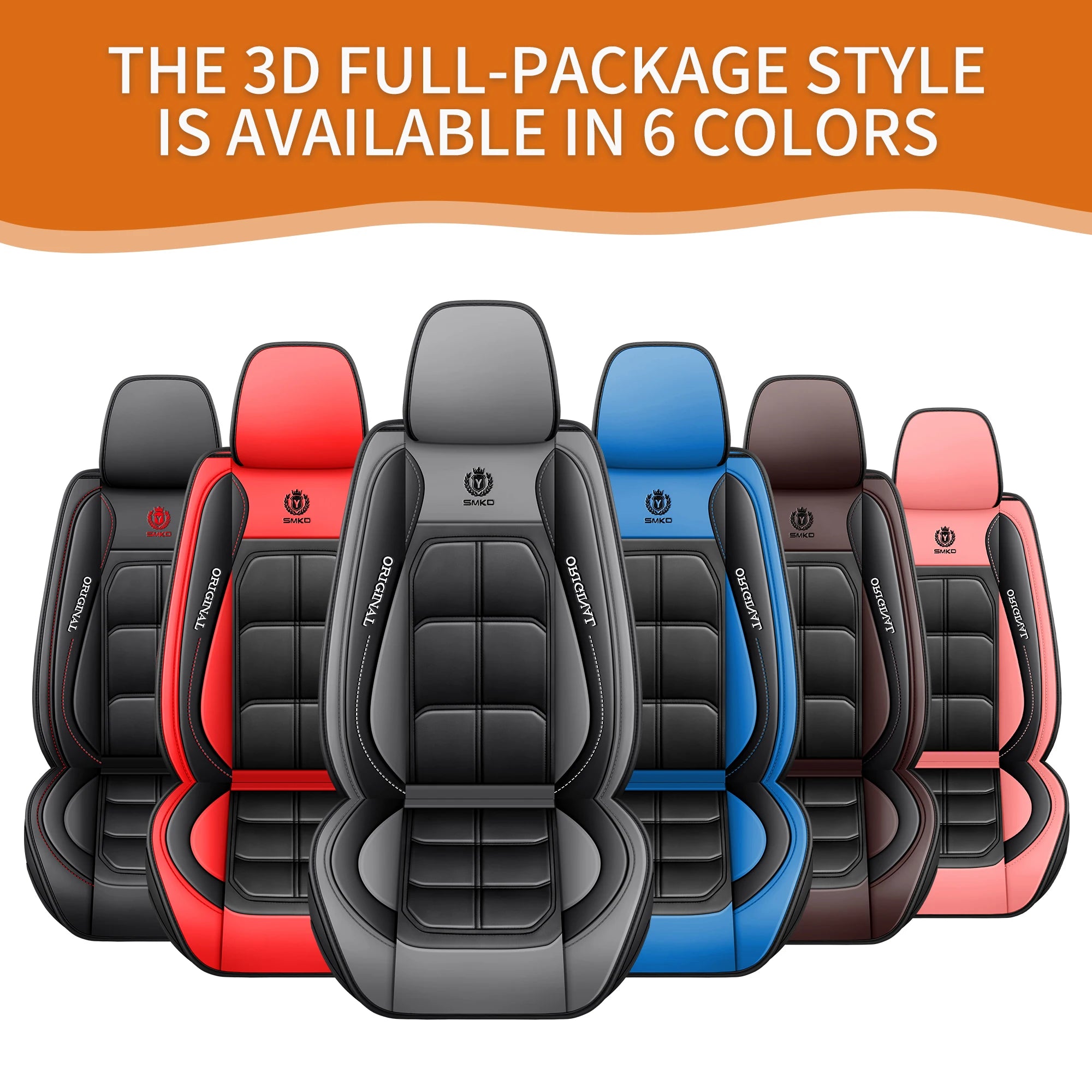 1pc Premium PU Leather Universal Fit Car Seat Cover All-Season Protector Mat with Soft Cushion Full Package Seat Cover CM World
