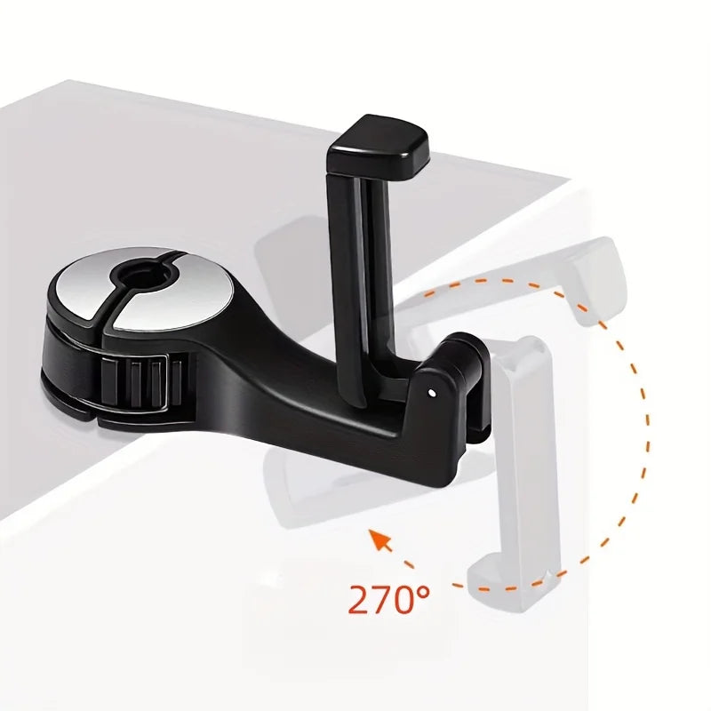 Multi-functional 2 In 1 Car Hook Hidden Multifunctional Rear Headrest Hook Car Rear Phone Holder Lock Type Mobile Phone Holder