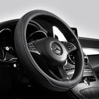 Napa Leather Perforated Patchwork Car Steering Wheel Cover, Non-slip, Breathable, Universal 15 Inch (Approx. 38cm) CM World