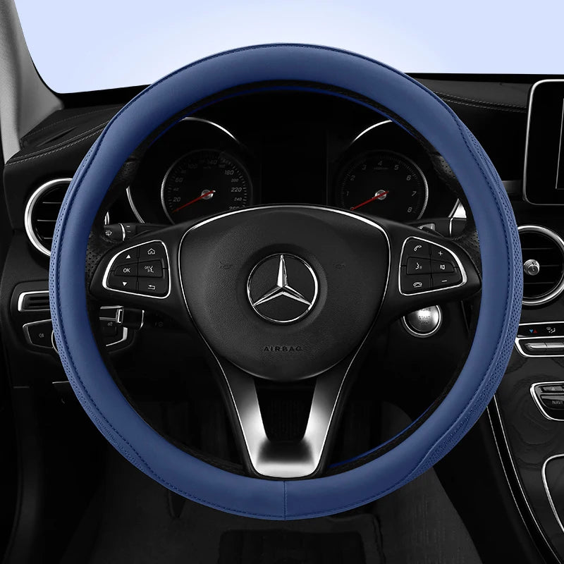 Car Anti-Slip Leather Steering Wheel Cover Universal Car Steering Wheel Protective Cover Fashion Style 38cm Sport Style Cool CM World