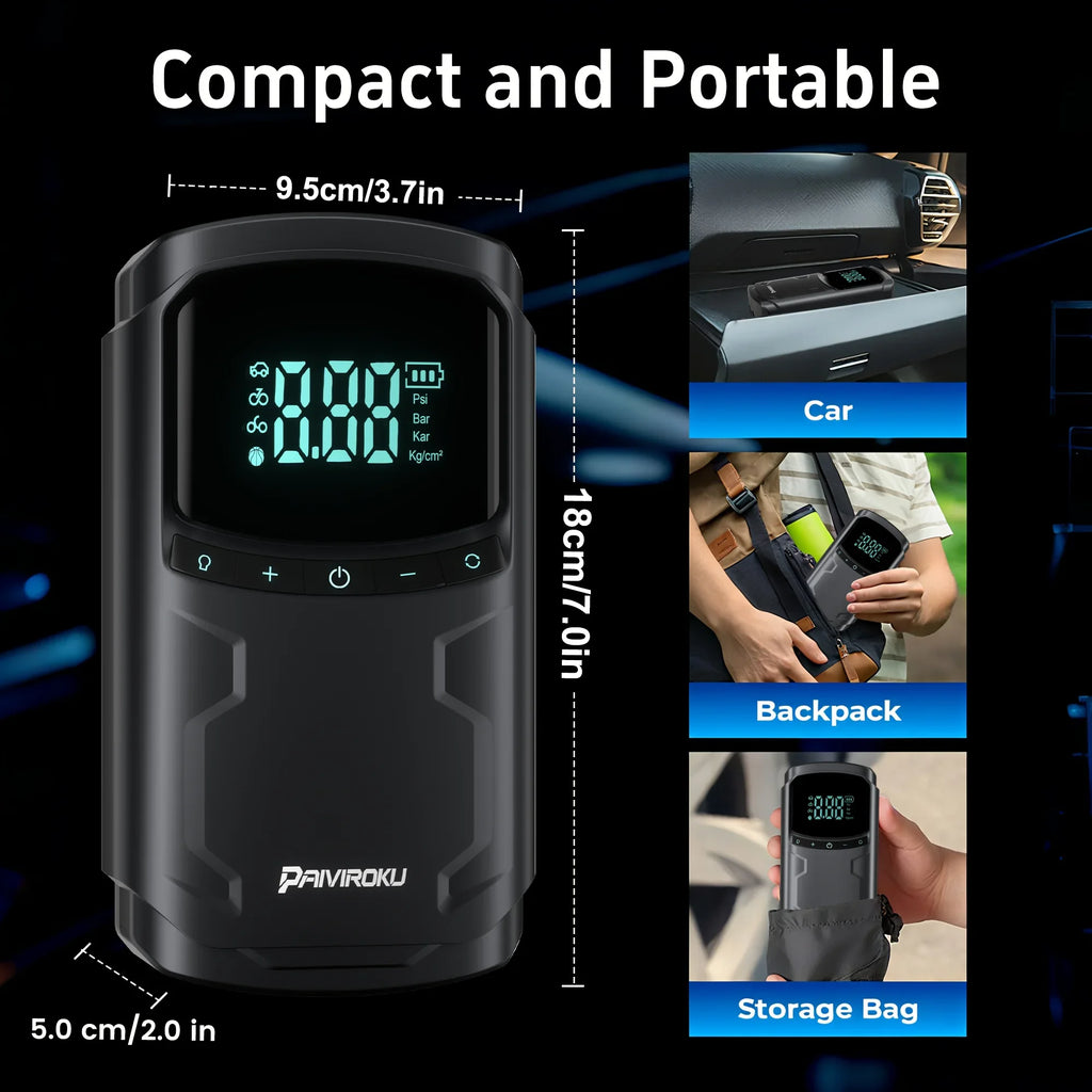 5000A Peak Car Jump Starter with 150PSI Air Compressor Tire Inflator Portable Power Bank LED Lighting Auto Battery Booster
