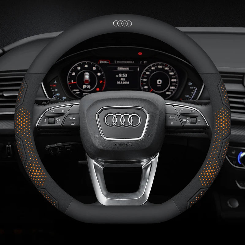 Carbon Fiber Steering Wheel Cover Anti-Slip for Audi SQ5 RSQ5 S3 S4 S5 S6 RS3 RS4 RS5 Q2 Q3 Q5 Q7 Q8 TT A1 A3 A4 A5 A6 A7 A8 CM World