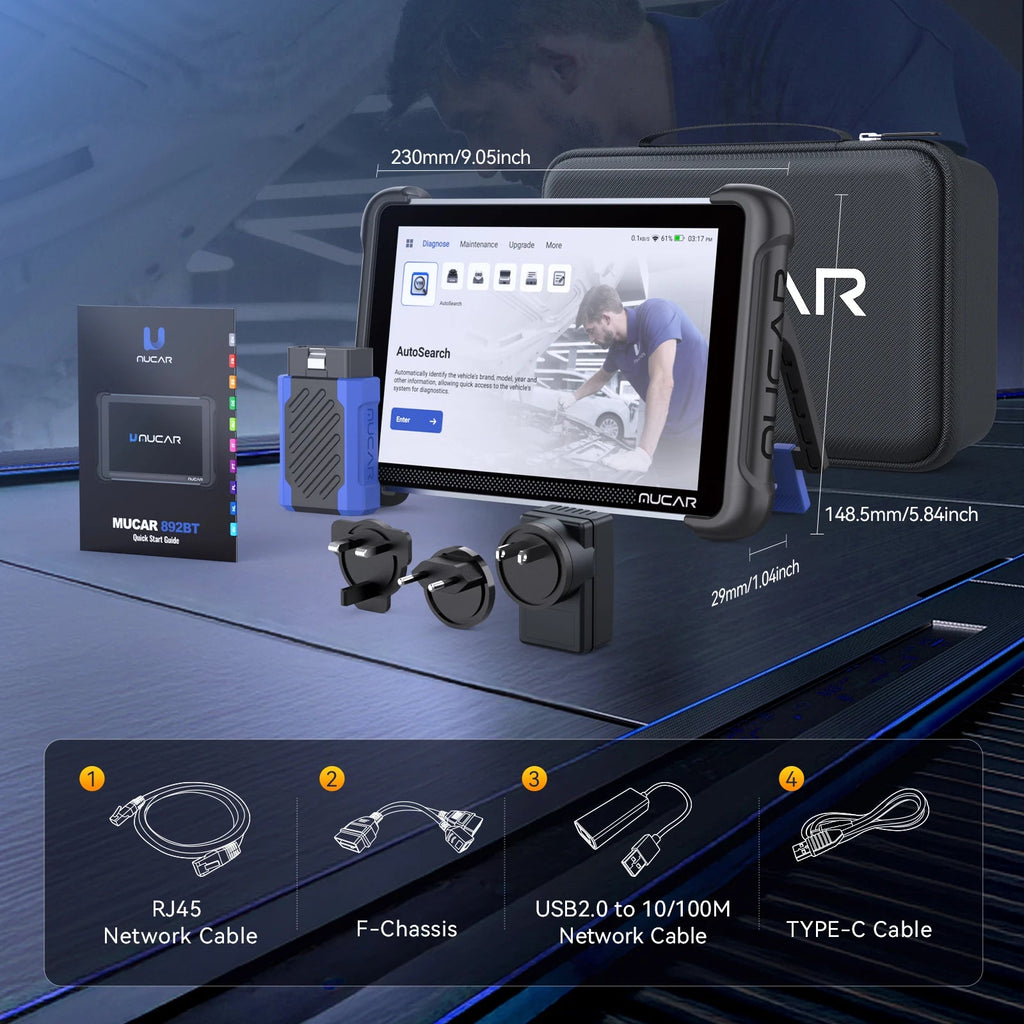 Global Version MUCAR 892BT Auto OBD2 Scanner Lifetime Free ECU Coding Bidirectional Key IMMO 35 RESET AI Car Diagnostic Tool Car Mobile World