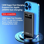 Lenovo 500000mAh Power Bank Super Fast Charging High Capacity Battery Digital Display Power Bank For iPhone Samsung Huawei Car Mobile World