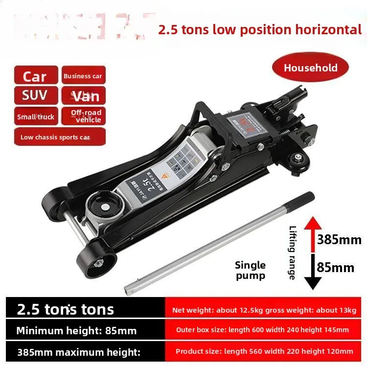 Horizontal Jack New 3t Horizontal 2.5 Car Tire Replacement Small Cargo Auto Repair Off-road Heavy Duty Double Pump Oil Pressure