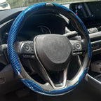 3PCS Carbon Fiber Car Round Steering Wheel Cover Non-Slip Steering Cover Protector Anti Dust Washable Interior Auto Accessories CM World