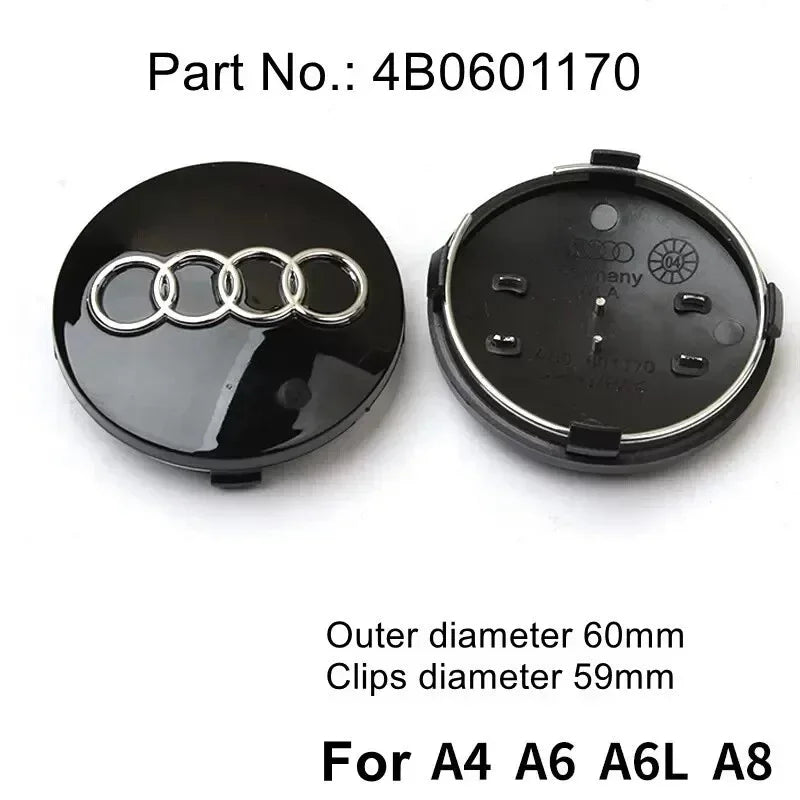 Audi 4pcs 60mm 61mm 68mm 69mm 123mm Car Styling Wheel Center Cap Hub Covers Badge for Audi A3 A4 A5 A6 A7 A8 S4 S6 Sticker CM World