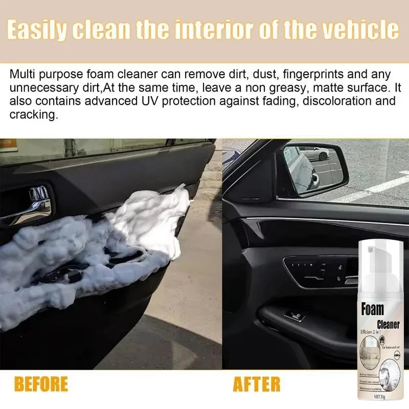 Multifunctional Foam Cleaner Car Interior Stain Removal and Cleaning Leather Seat Home Foam Cleaner Spray Maintenance Wash CM World